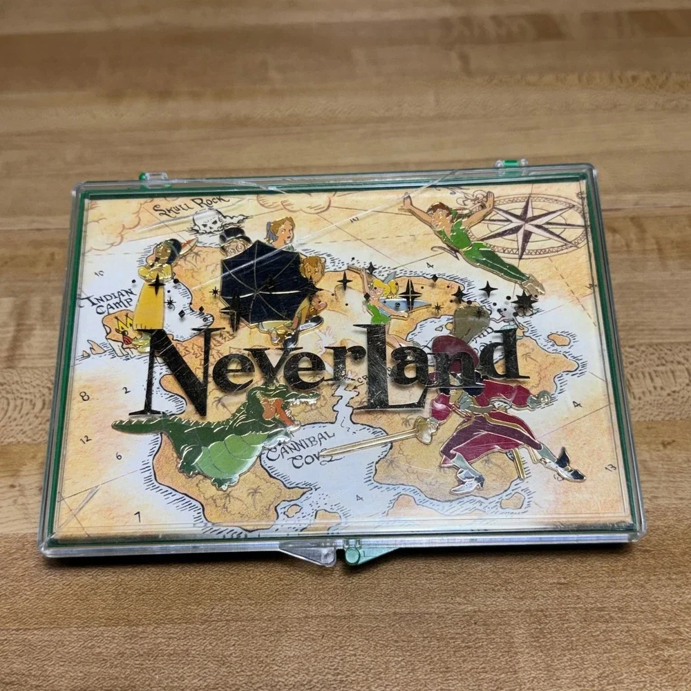 Disney Peter Pan Neverland Map Enamel Pin Set Captain Hook Tinker Bell 5pc